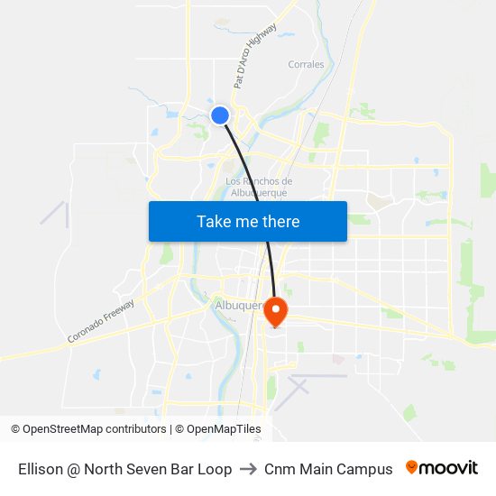 Ellison @ North Seven Bar Loop to Cnm Main Campus map