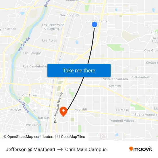 Jefferson @ Masthead to Cnm Main Campus map