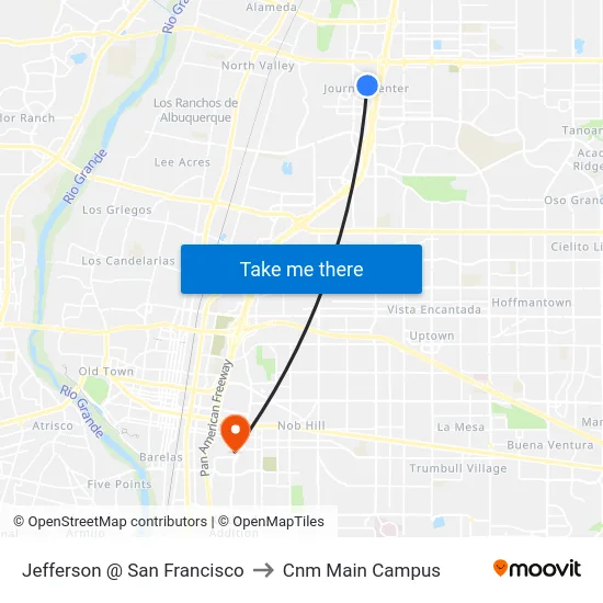 Jefferson @ San Francisco to Cnm Main Campus map