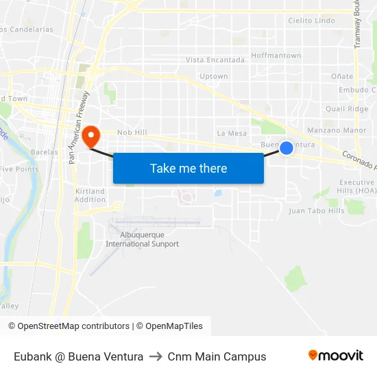 Eubank @ Buena Ventura to Cnm Main Campus map