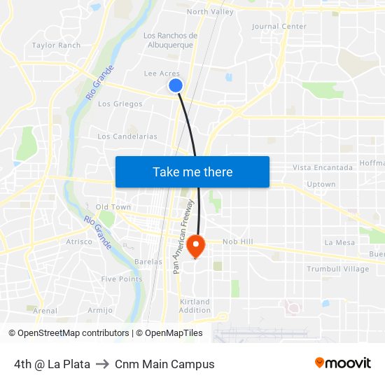 4th @ La Plata to Cnm Main Campus map