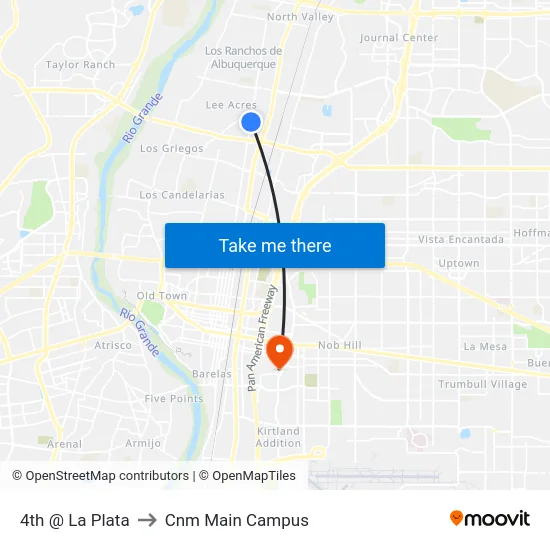 4th @ La Plata to Cnm Main Campus map