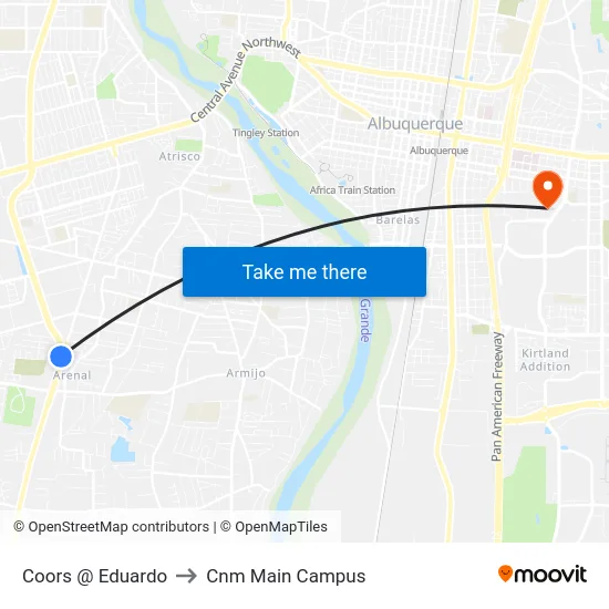 Coors @ Eduardo to Cnm Main Campus map