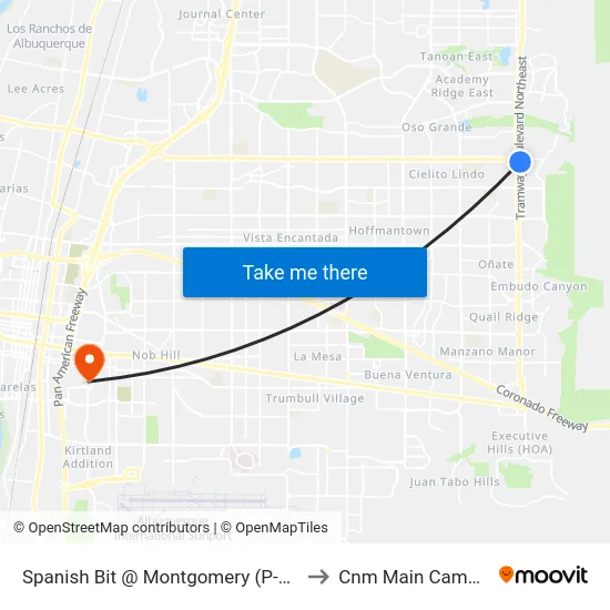 Spanish Bit @ Montgomery (P-N-R) to Cnm Main Campus map
