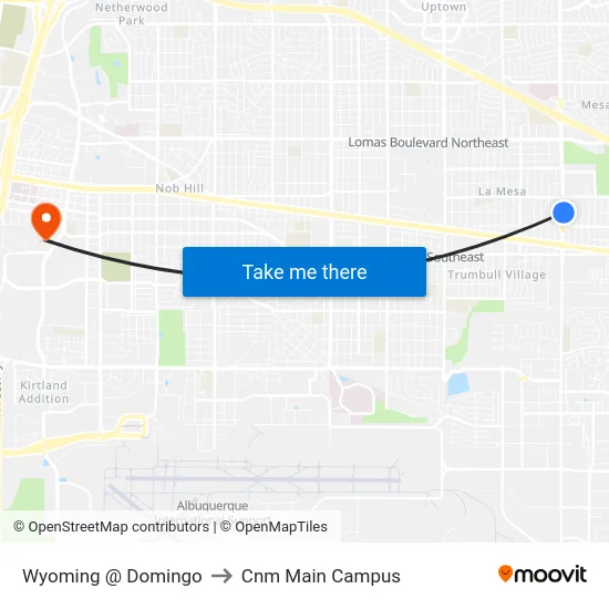 Wyoming @ Domingo to Cnm Main Campus map