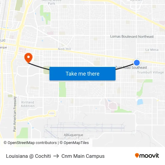 Louisiana @ Cochiti to Cnm Main Campus map