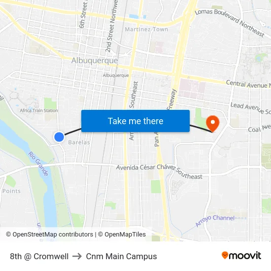 8th @ Cromwell to Cnm Main Campus map