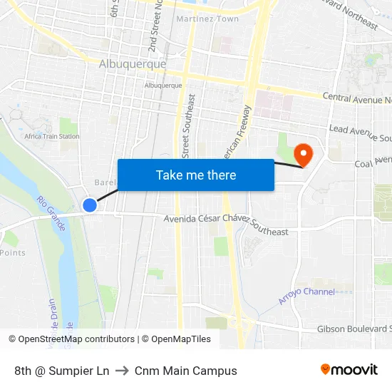 8th @ Sumpier Ln to Cnm Main Campus map