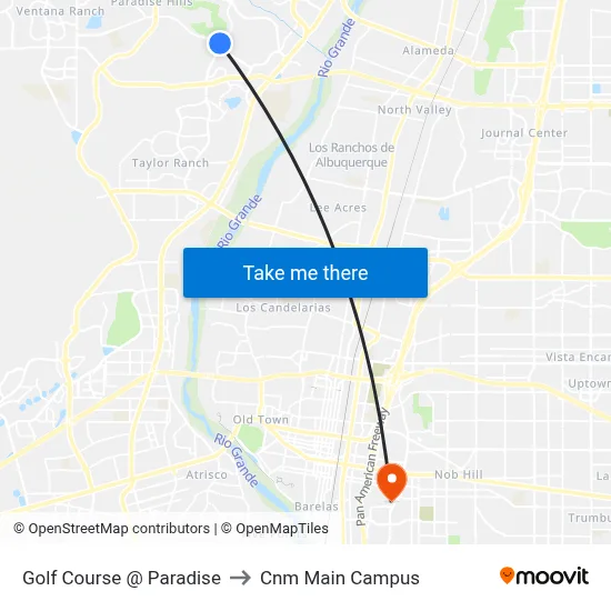 Golf Course @ Paradise to Cnm Main Campus map