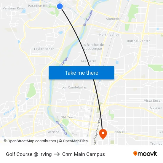 Golf Course @ Irving to Cnm Main Campus map