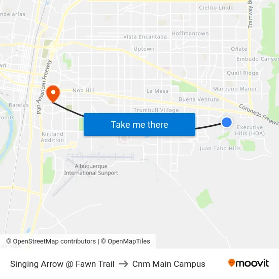Singing Arrow @ Fawn Trail to Cnm Main Campus map