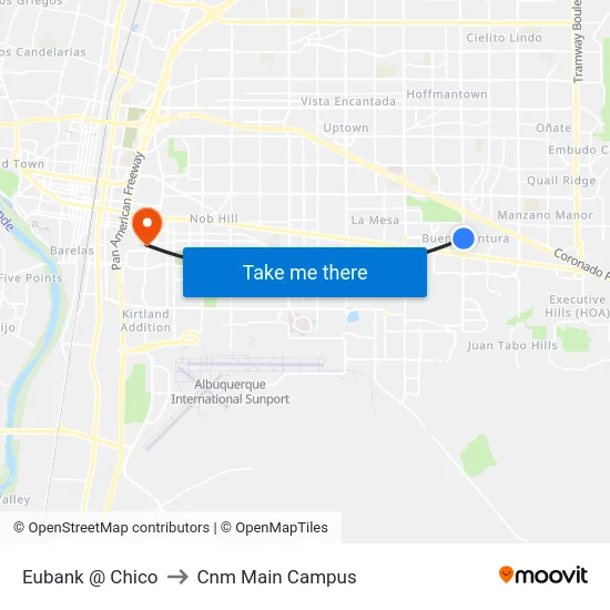 Eubank @ Chico to Cnm Main Campus map