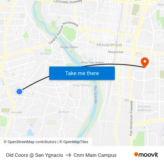 Old Coors @ San Ygnacio to Cnm Main Campus map