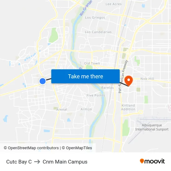 Cutc Bay C to Cnm Main Campus map
