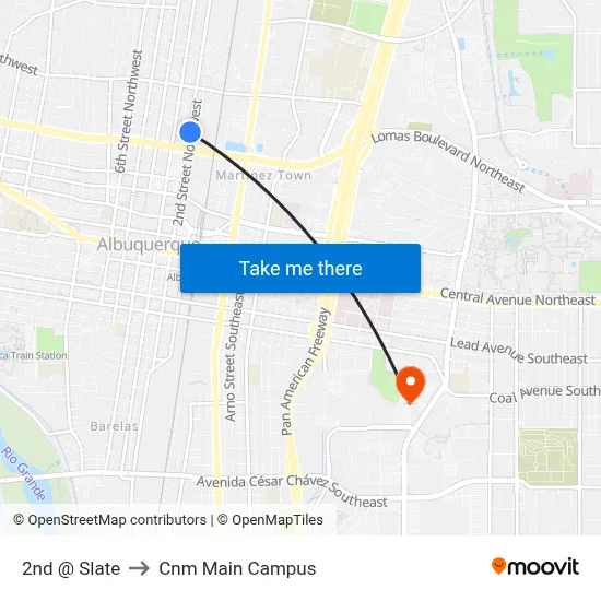2nd @ Slate to Cnm Main Campus map