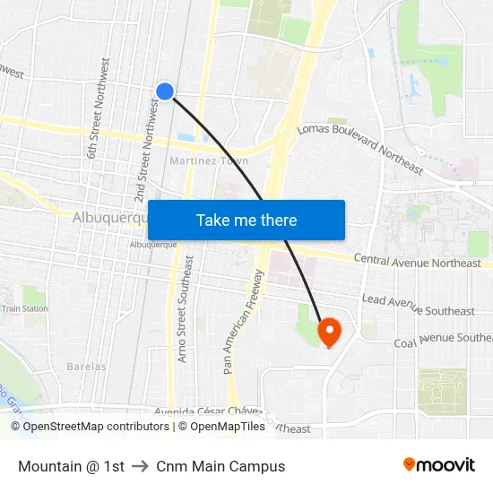 Mountain @ 1st to Cnm Main Campus map