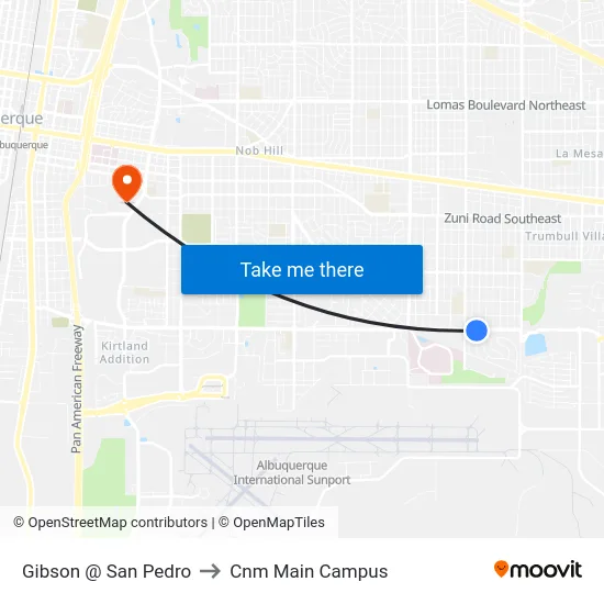 Gibson @ San Pedro to Cnm Main Campus map
