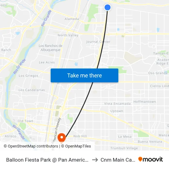 Balloon Fiesta Park @ Pan American Freeway to Cnm Main Campus map