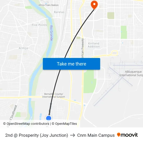 2nd @ Prosperity (Joy Junction) to Cnm Main Campus map