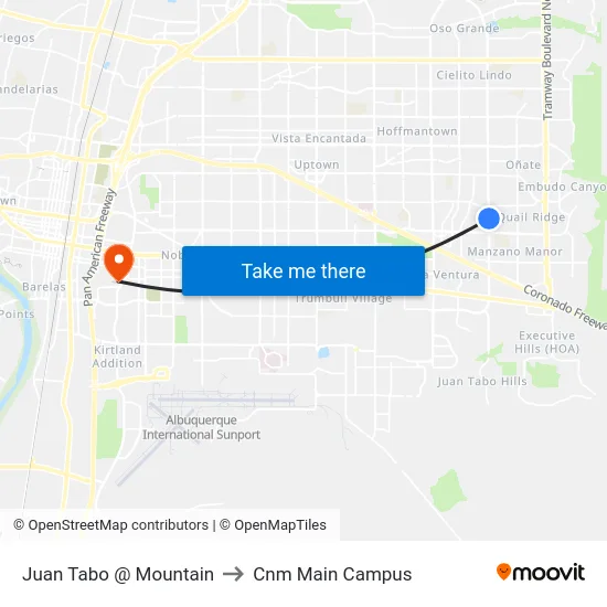 Juan Tabo @ Mountain to Cnm Main Campus map