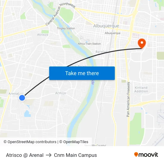 Atrisco @ Arenal to Cnm Main Campus map