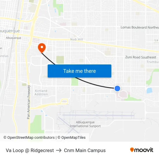 Va Loop @ Ridgecrest to Cnm Main Campus map