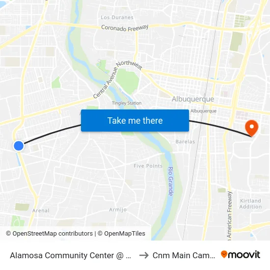 Alamosa Community Center @ Coors to Cnm Main Campus map