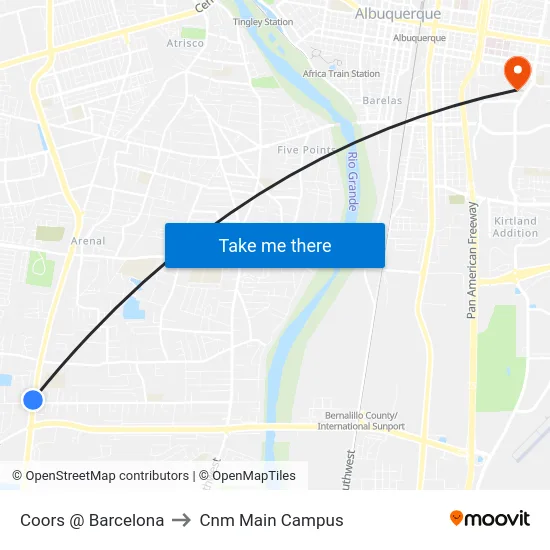 Coors @ Barcelona to Cnm Main Campus map