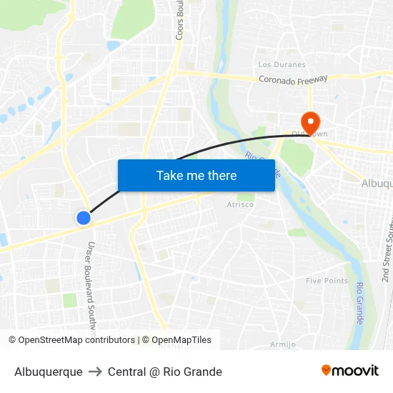 Albuquerque to Central @ Rio Grande map