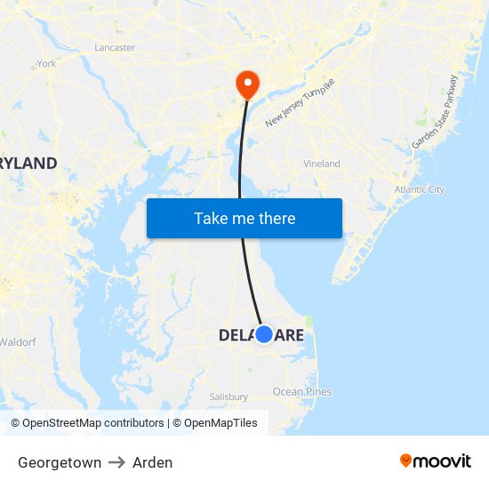 Georgetown to Arden map