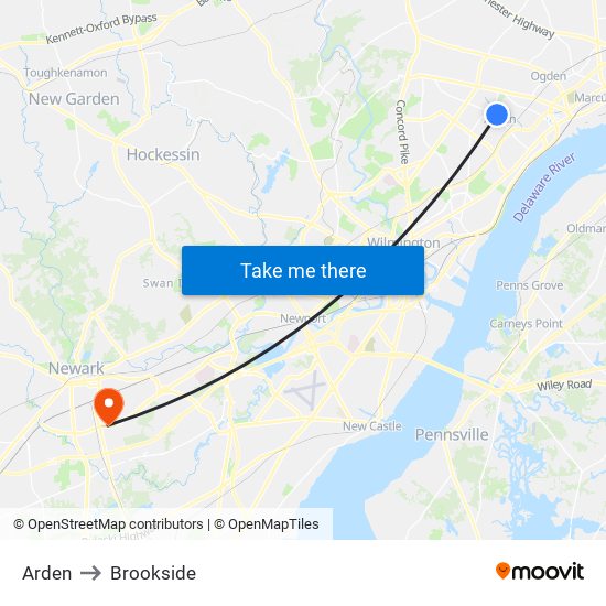 Arden to Brookside map