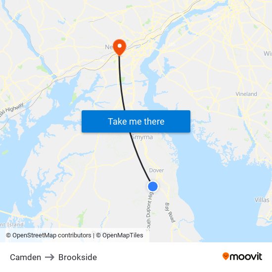 Camden to Brookside map