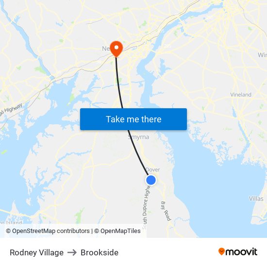 Rodney Village to Brookside map