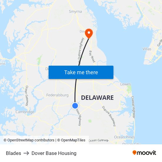 Blades to Dover Base Housing map