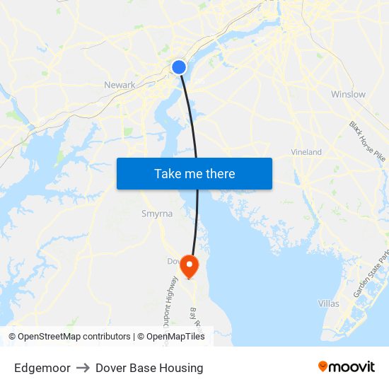 Edgemoor to Dover Base Housing map