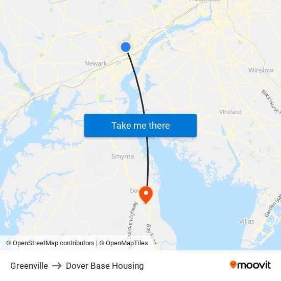 Greenville to Dover Base Housing map