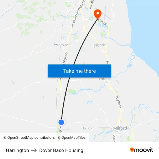 Harrington to Dover Base Housing map