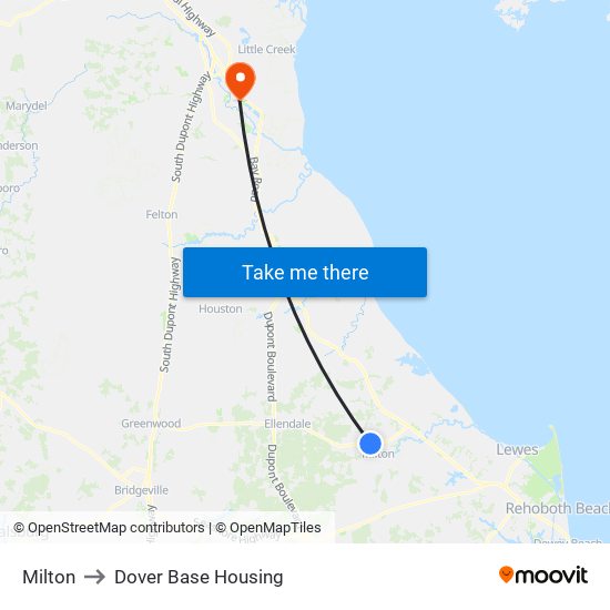 Milton to Dover Base Housing map