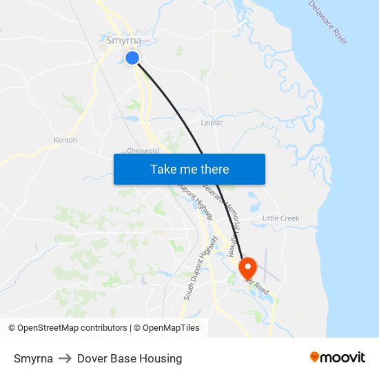 Smyrna to Dover Base Housing map