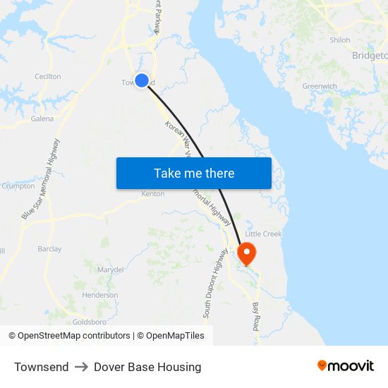 Townsend to Dover Base Housing map