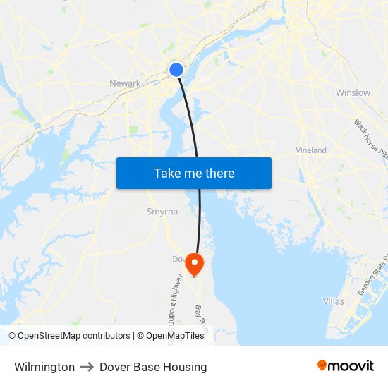 Wilmington to Dover Base Housing map