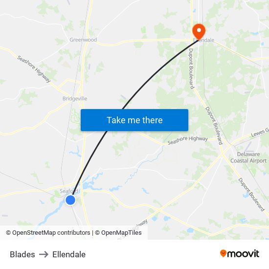 Blades to Ellendale map