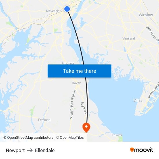 Newport to Ellendale map