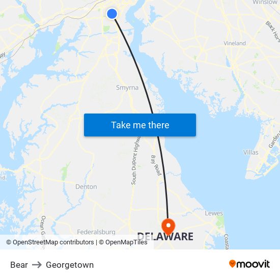 Bear to Georgetown map