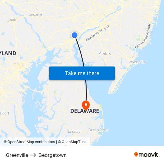 Greenville to Georgetown map