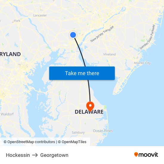 Hockessin to Georgetown map