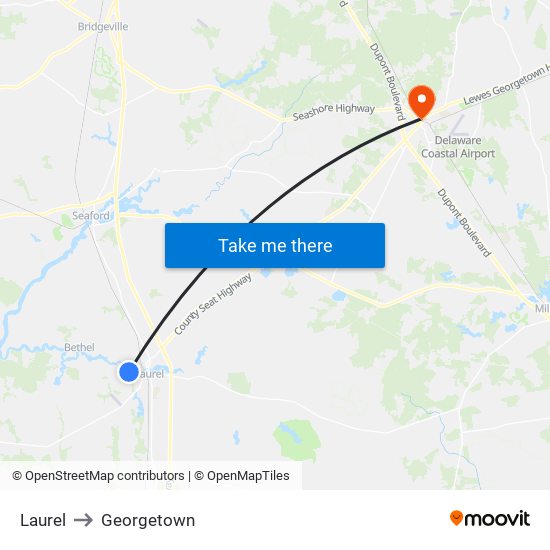 Laurel to Georgetown map