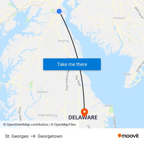 St. Georges to Georgetown map