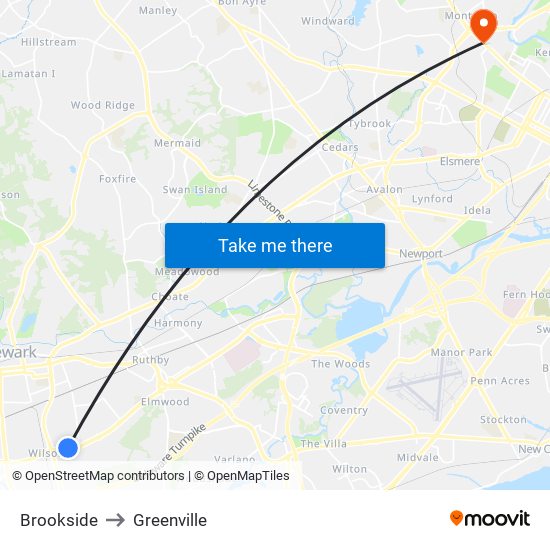 Brookside to Greenville map