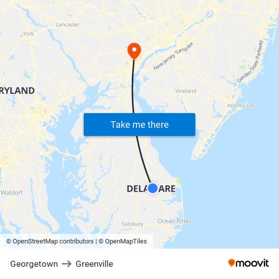 Georgetown to Greenville map